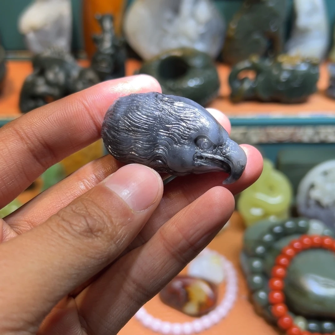 和田玉足银镶嵌挂件