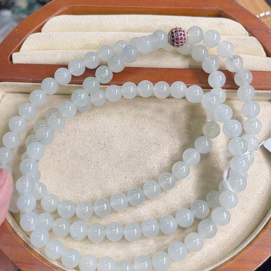 毛***球翡翠未镶嵌挂件珠链