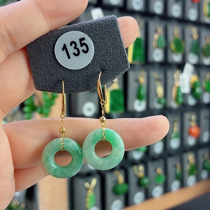 翡翠18K金镶嵌耳饰