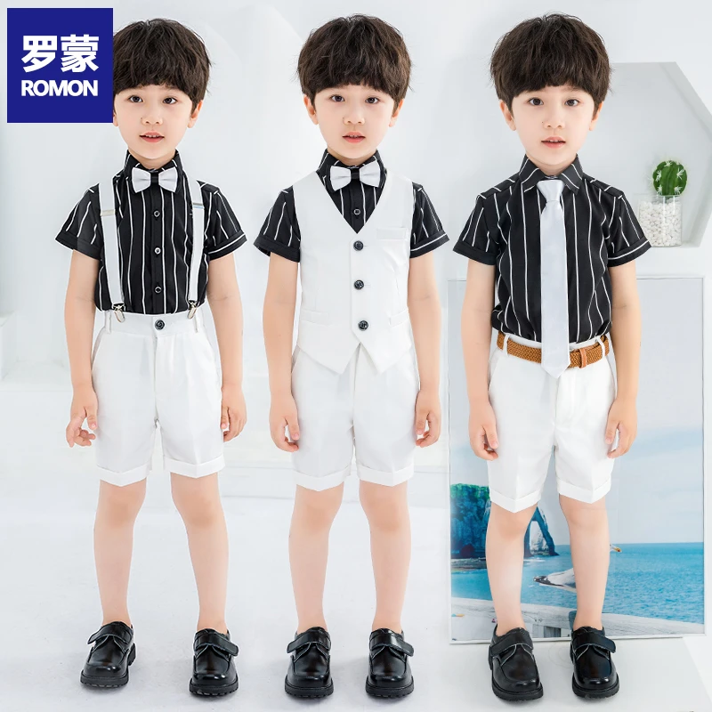 儿童西装背带套装男童礼服小主持人表演花童钢琴演出服