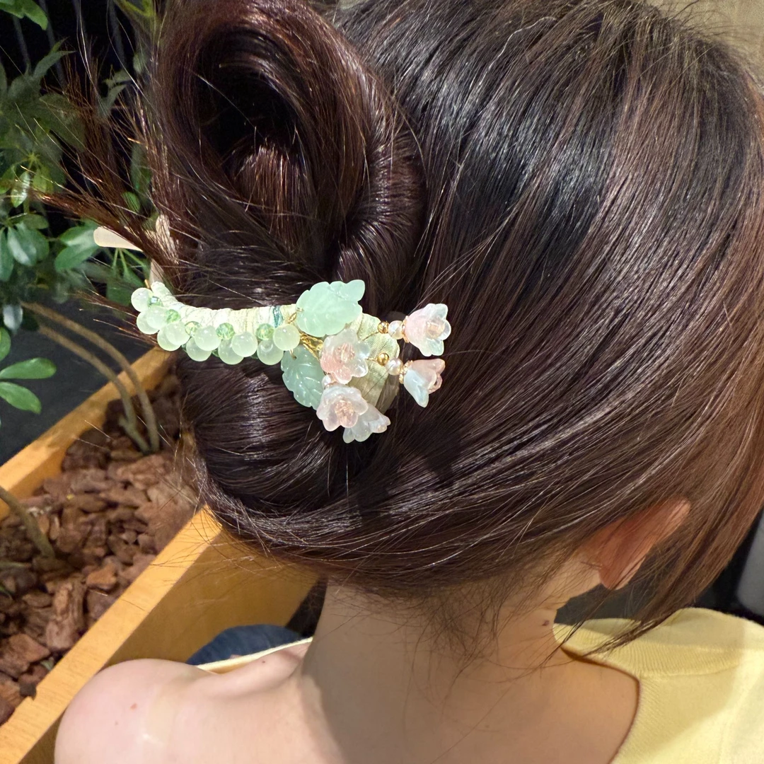 （铃兰翠系列）扭扭夹发夹优雅夏季原创设计风发饰头饰千金风498