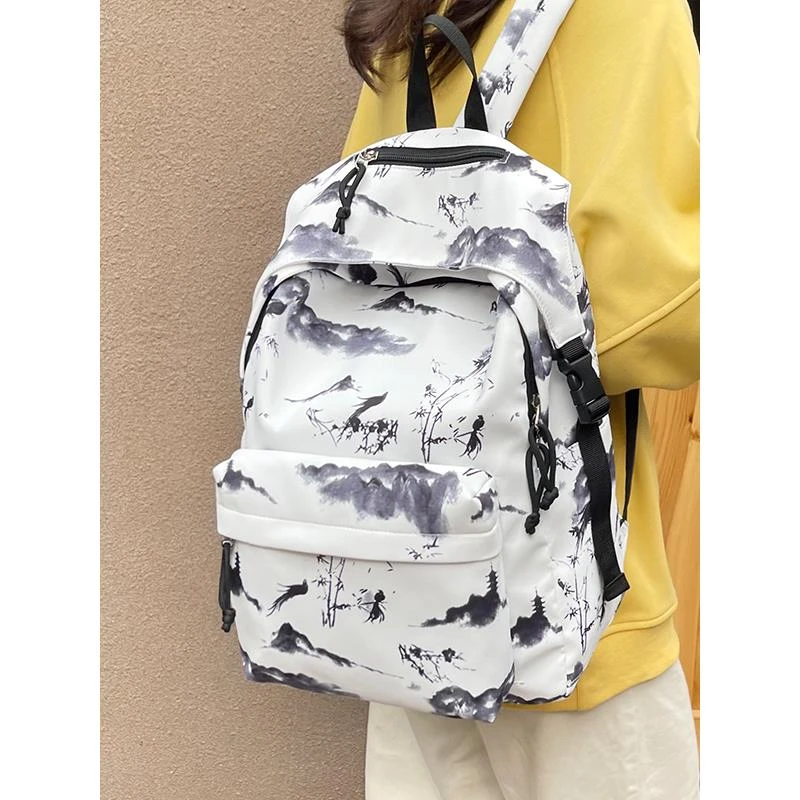 新中式书包女可爱高中初中生国风背包大容量小学生简约轻便双肩包