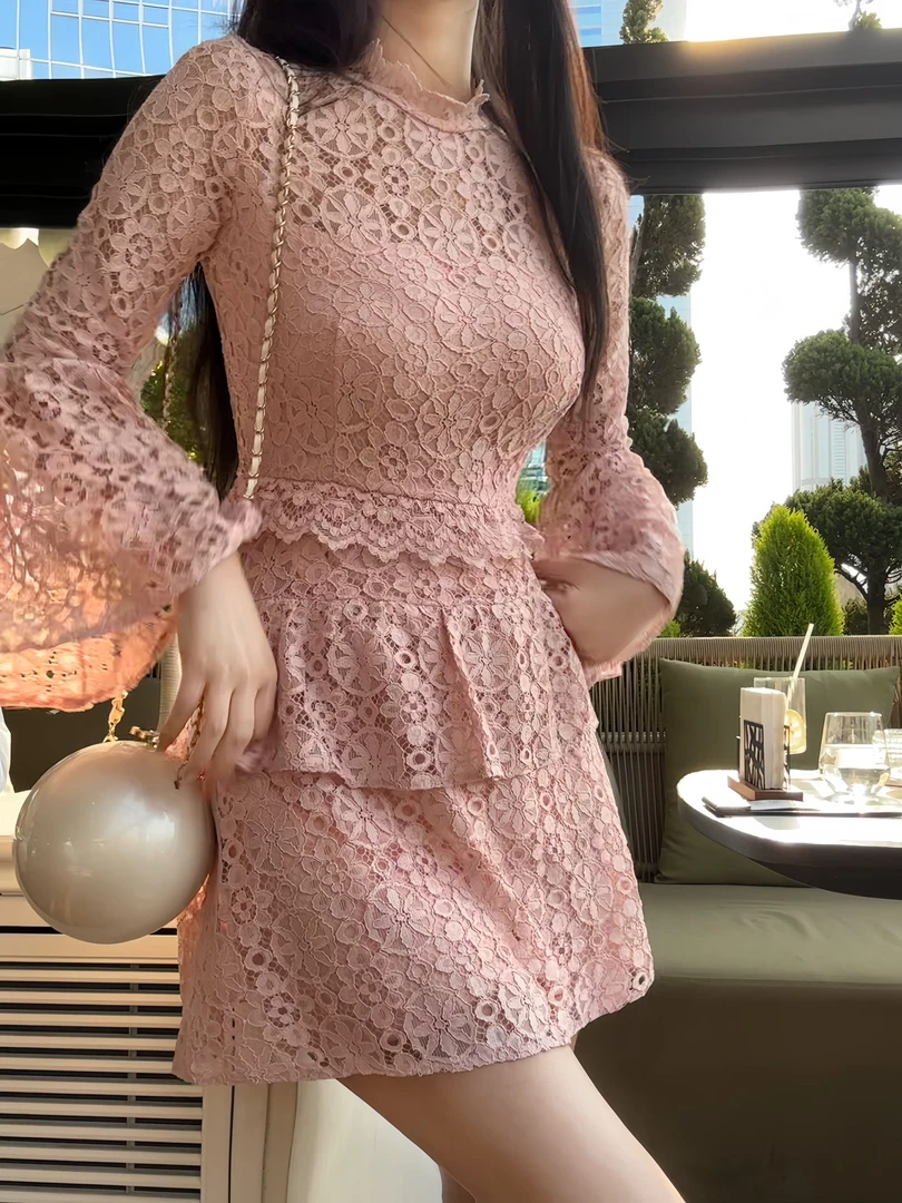 LUYUANR 粉色佳人 纯欲2025春夏设计感套装连衣裙2