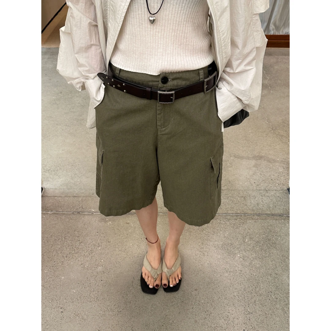 【福福!NO!NO!NO!】复古工装大口袋宽松短裤 Y6019