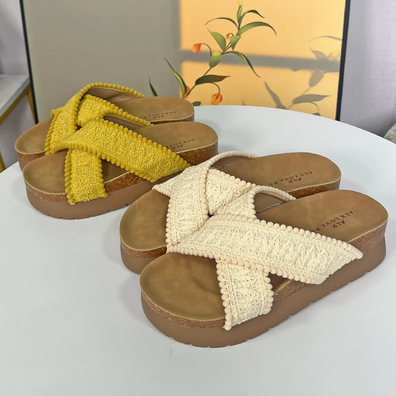 民族风凉拖凉鞋女沙滩夏季外穿松糕套趾厚底凉鞋A-216