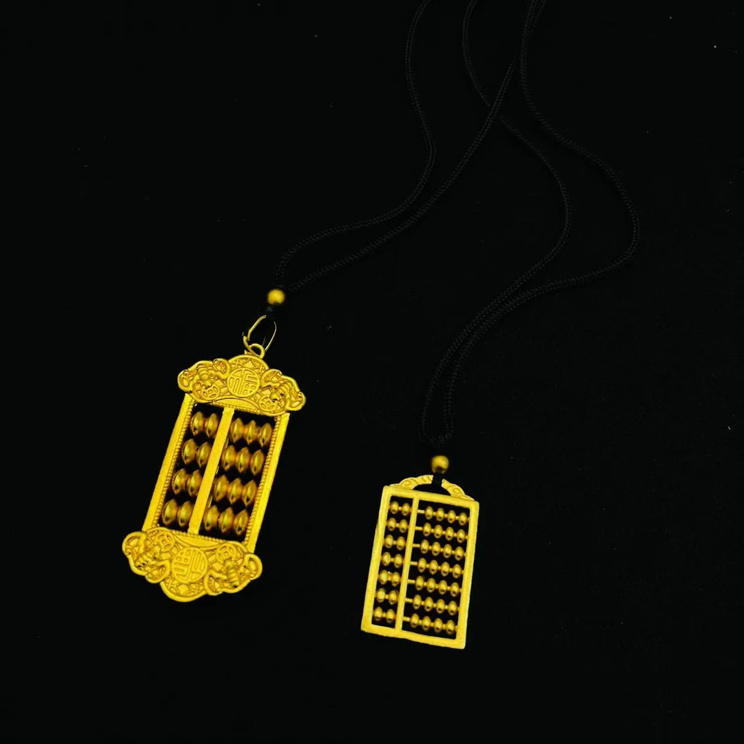 合金吊坠 灵动算盘可旋转双面实心雕刻轻奢吊坠精美时尚