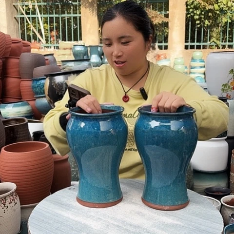 口14高25瑕疵两个盆。