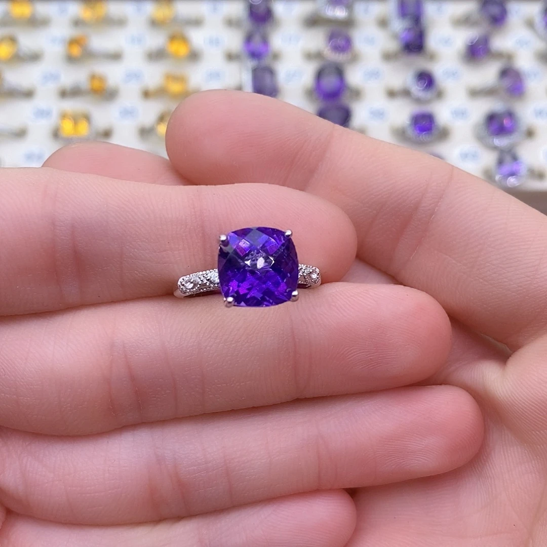 紫晶纯天然紫水晶银S925镶嵌糖**!