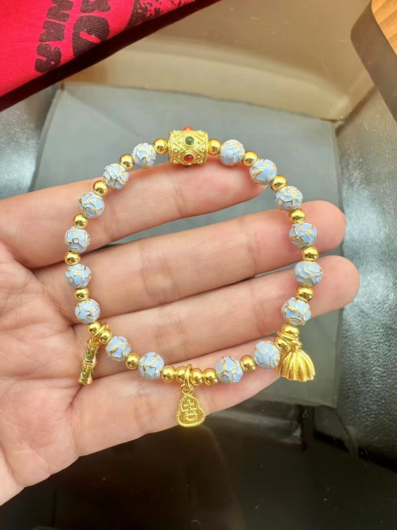 铜合金珐琅手链 北京直发 浅蓝色超显白 景泰蓝时尚轻奢 女款手链