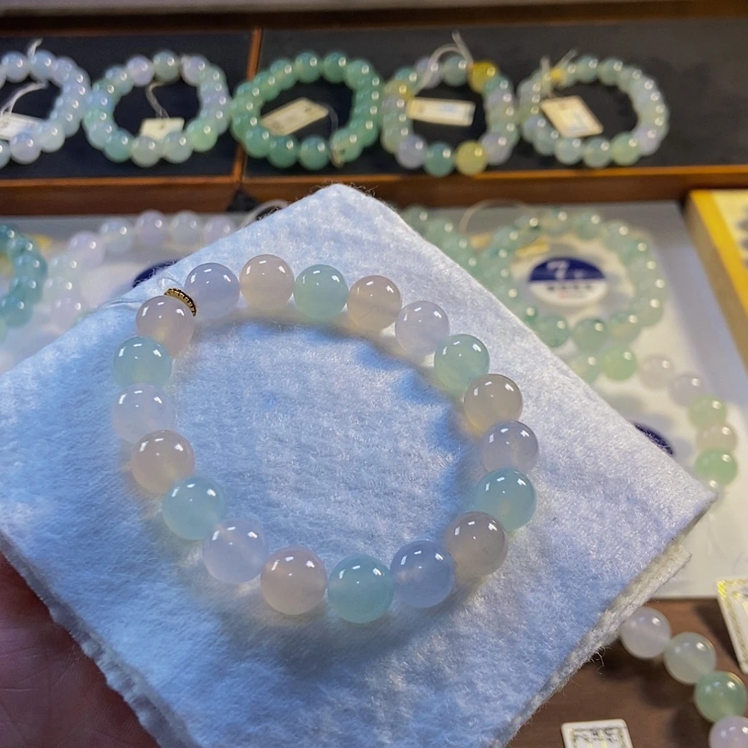 定制翡翠未镶嵌翡翠手串卡9.8