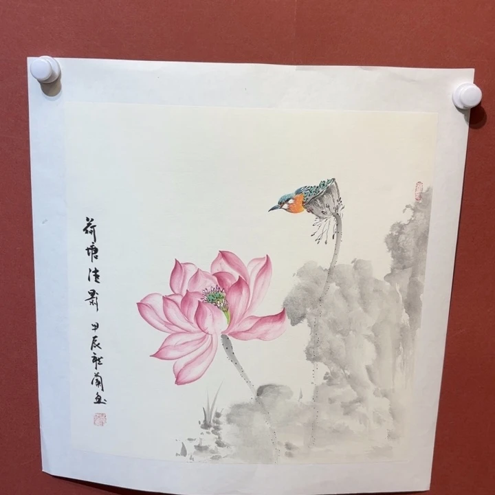 国画听兰花鸟老师