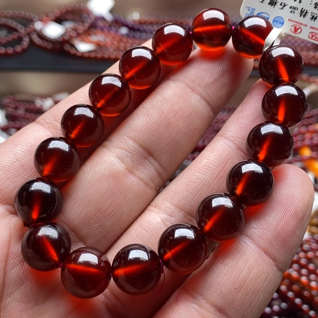 未镶嵌手链石榴石11.3mm毕业级橙红色