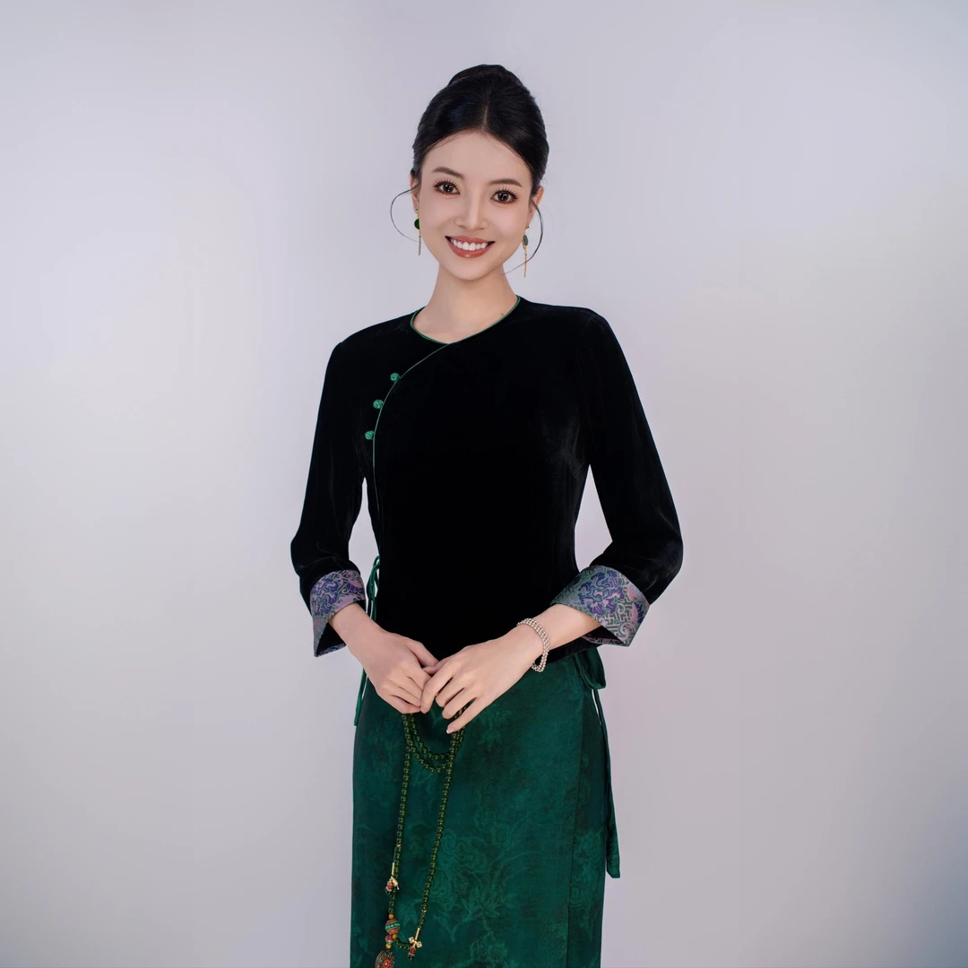 玉家人【勐静】满分桑蚕丝丝绒款傣族服装改良服饰上衣