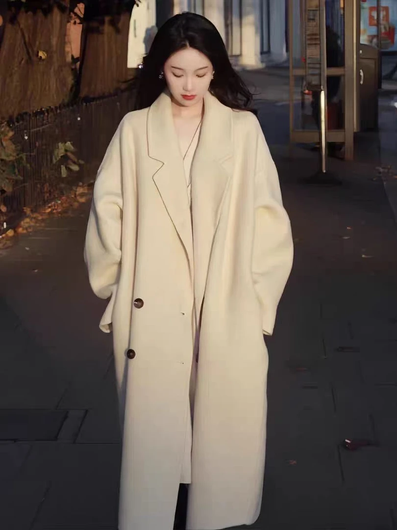 直播间专用 秋冬长款毛呢外套直筒型时尚女呢大衣
