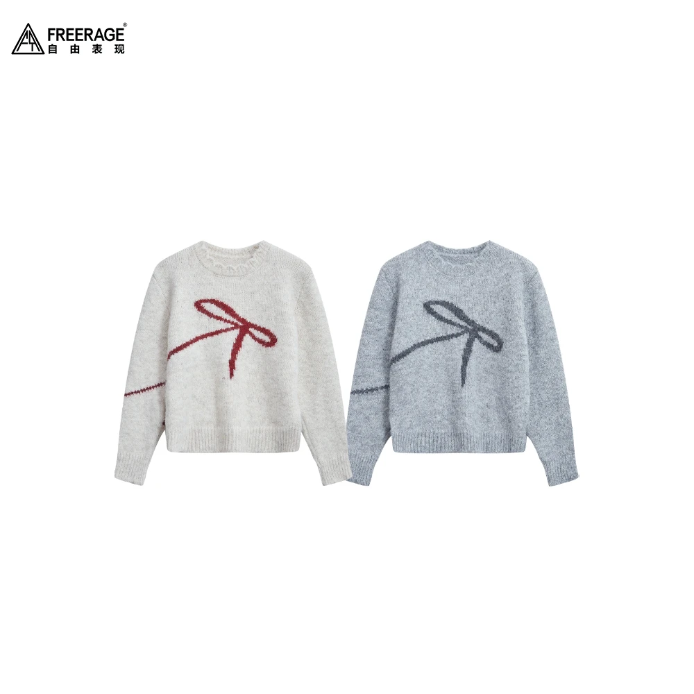 FreeRage/自由表现通勤慵懒风针织衫设计师套头衫秋冬上衣 FR1159