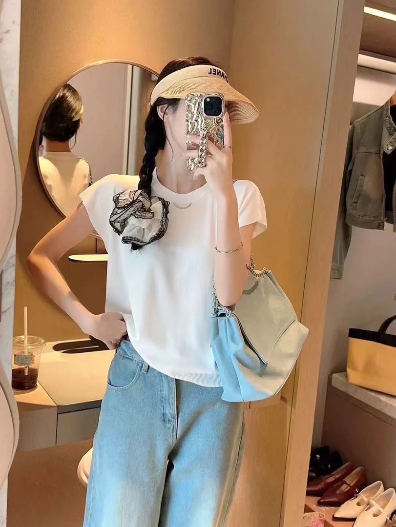9507 夏季纯色洋气时尚百搭冰丝短袖
