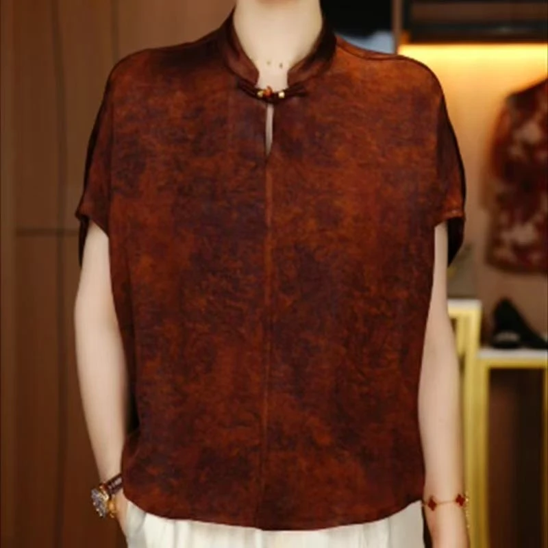 夏女时尚显瘦优雅洋气气质休闲印花百搭衬衫上衣网红新中式女士