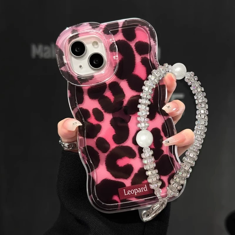 复古豹纹小众适用苹果15PRO手机壳14全包双支架13硅胶防摔XR/XS女