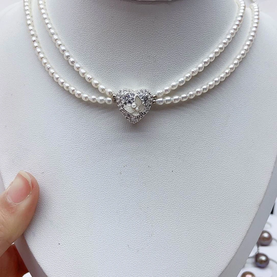 颈饰银S925镶嵌淡水珍珠