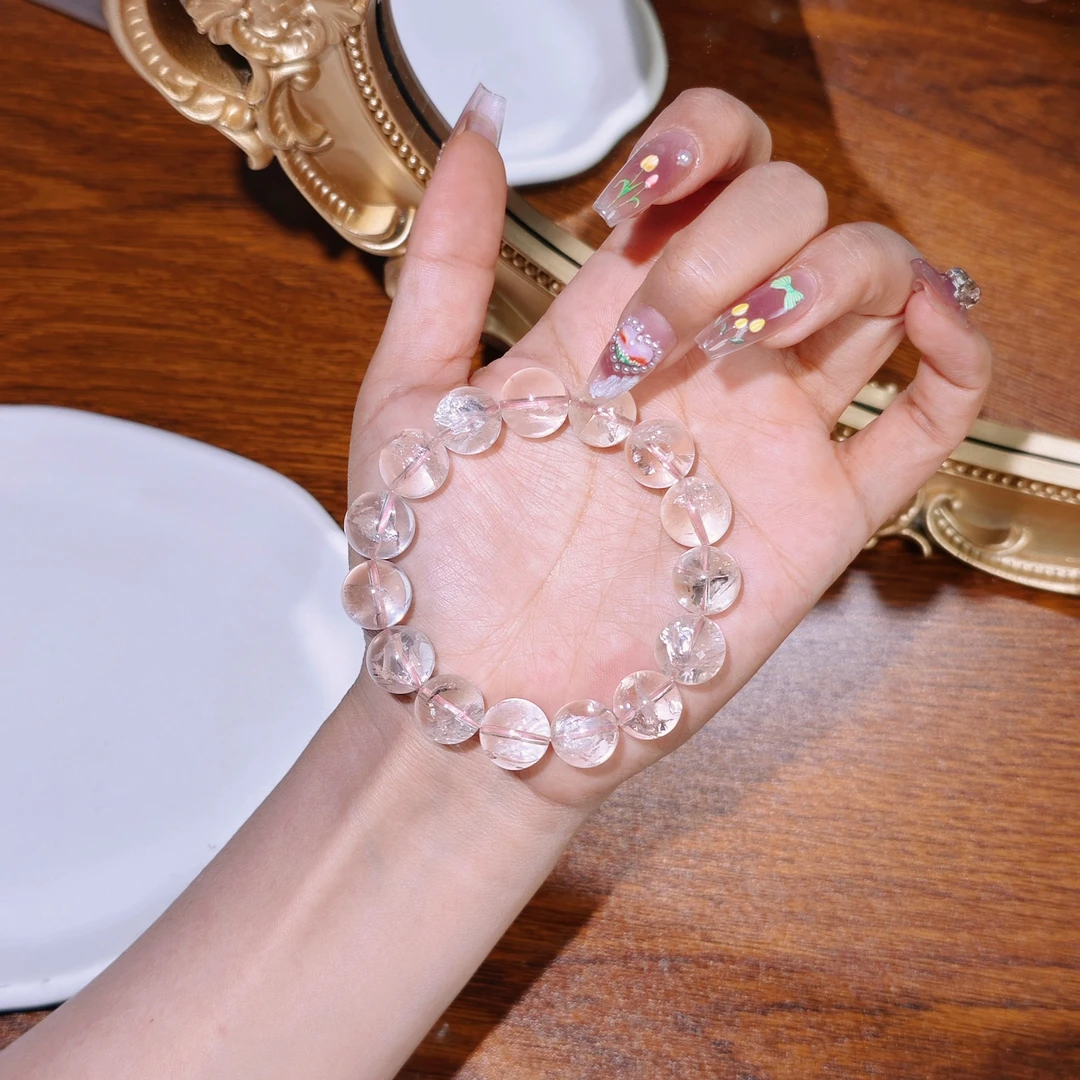 【粉阿塞】天然利姆利亚粉阿塞斯特莱水晶手串 成品diy 多样性发一