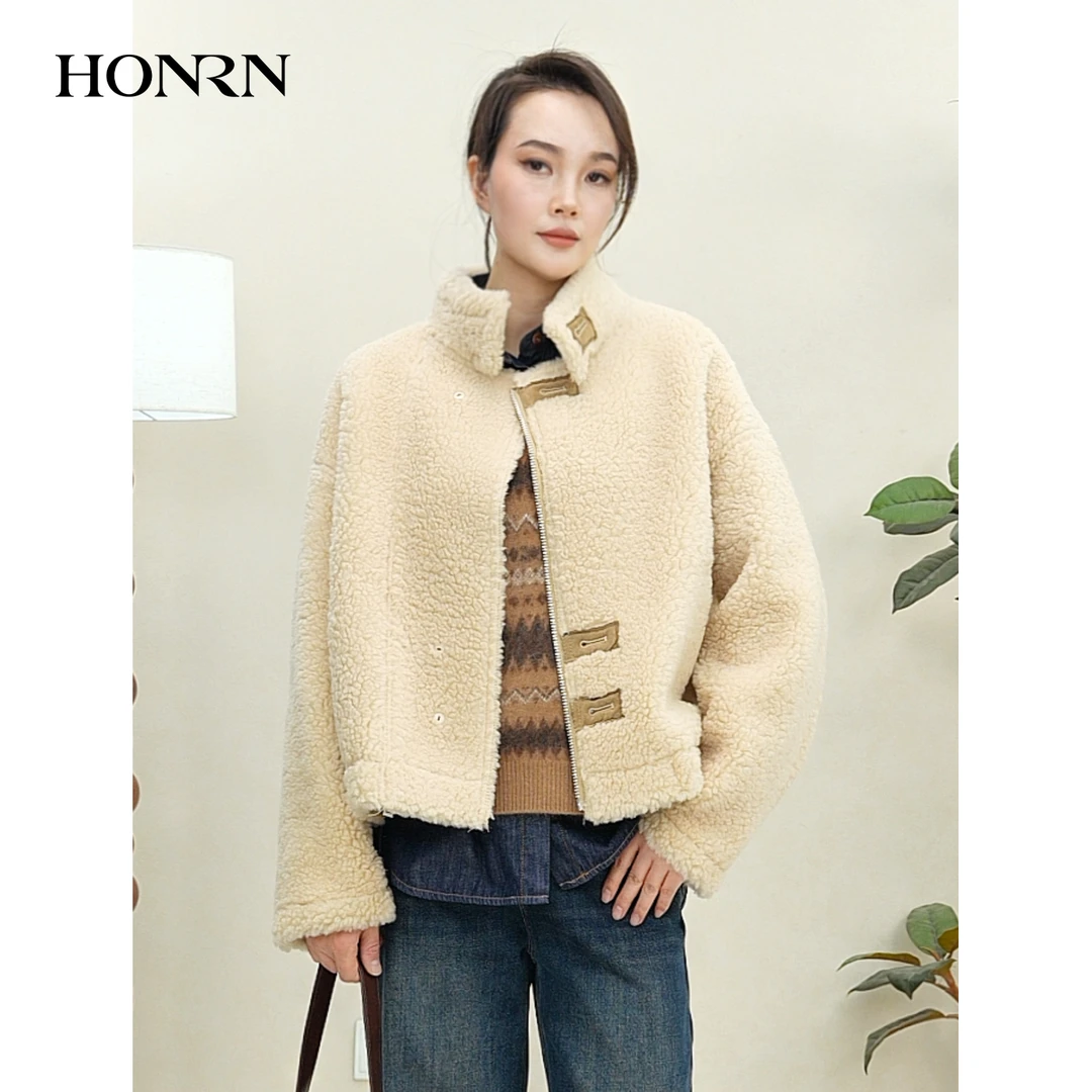 HONRN/红人绵羊毛两面穿保暖外套女冬HK59PM130