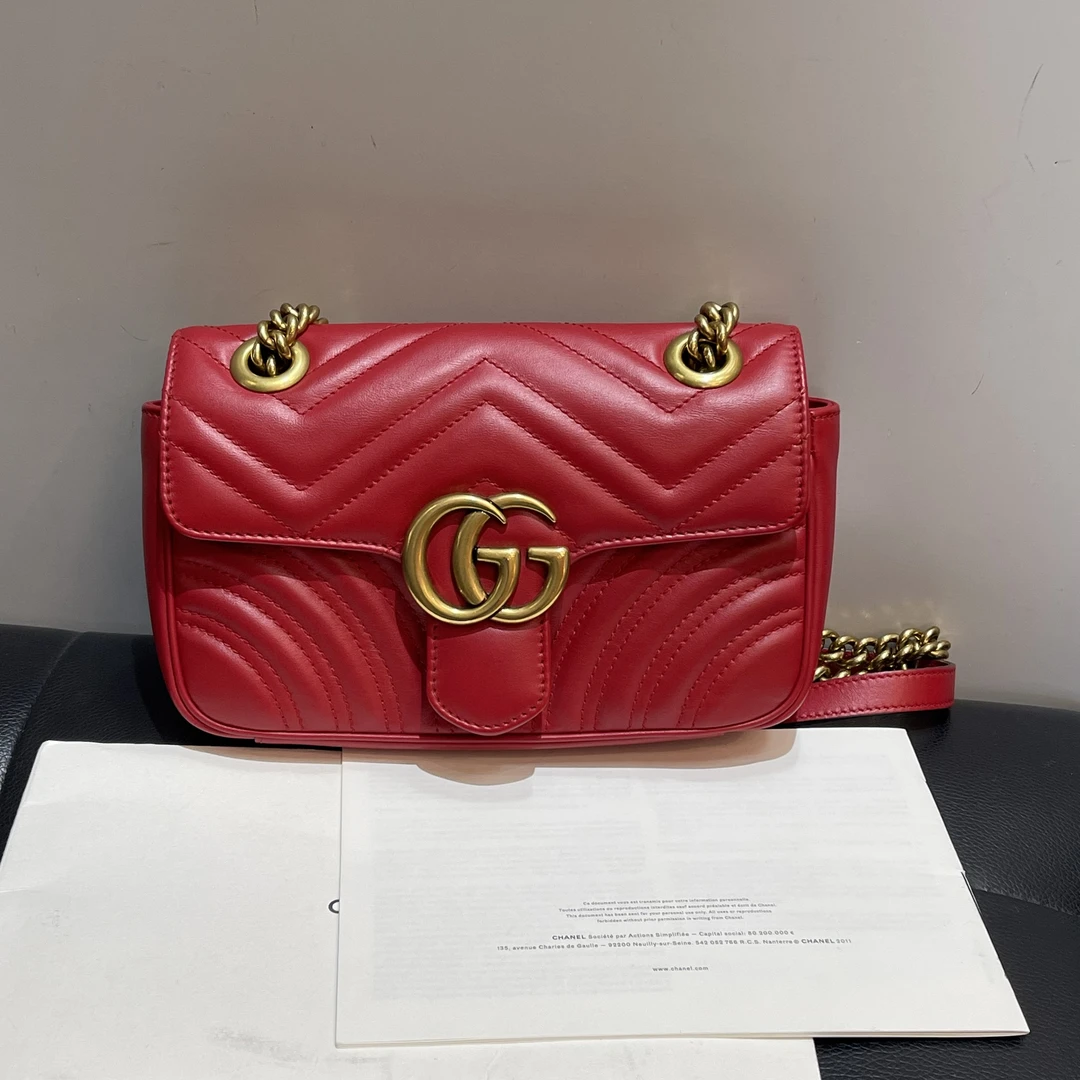 95新 GUCCI/古驰 艾派尔/Gucci古驰红金马蒙22单肩包9045