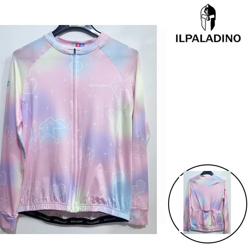 SQ 42【粉色皇冠牛奶丝长袖女士】ILPALADINO专业版骑行服高弹户外