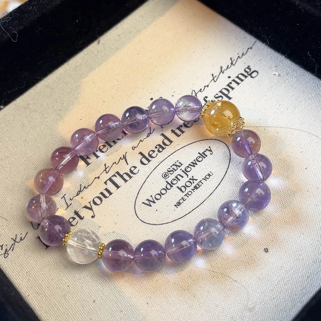 紫晶手链未镶嵌紫黄阿赛