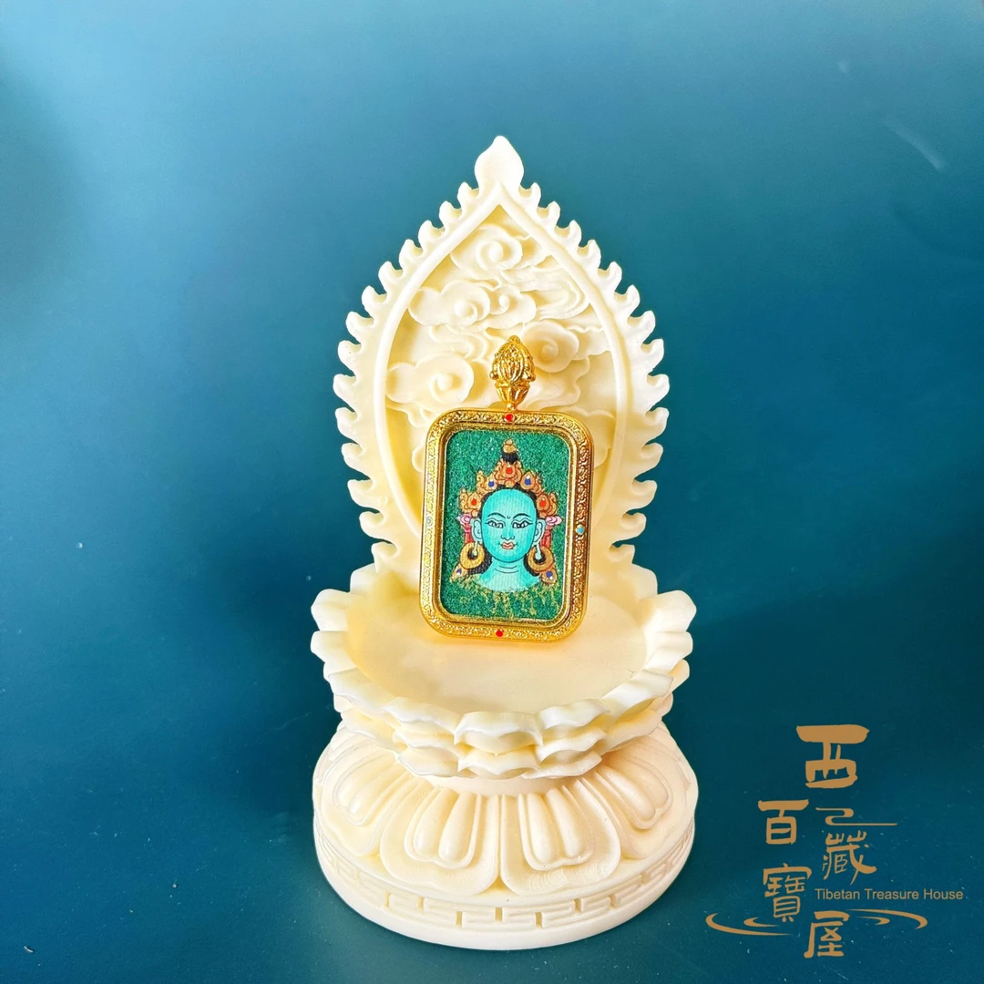 西藏拉萨 纯手绘长方形绿度母唐卡藏传特色饰品 拉萨直发