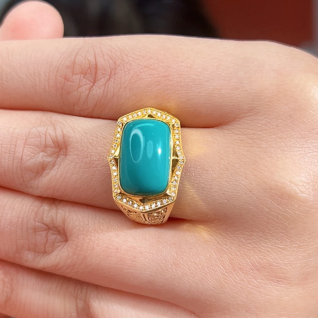 绿松石18K金镶嵌珠宝奇石