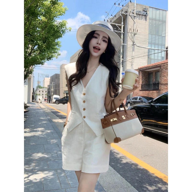 Lilylikes“Lily老钱亚麻套装”100亚麻马甲长/短裤/长裤