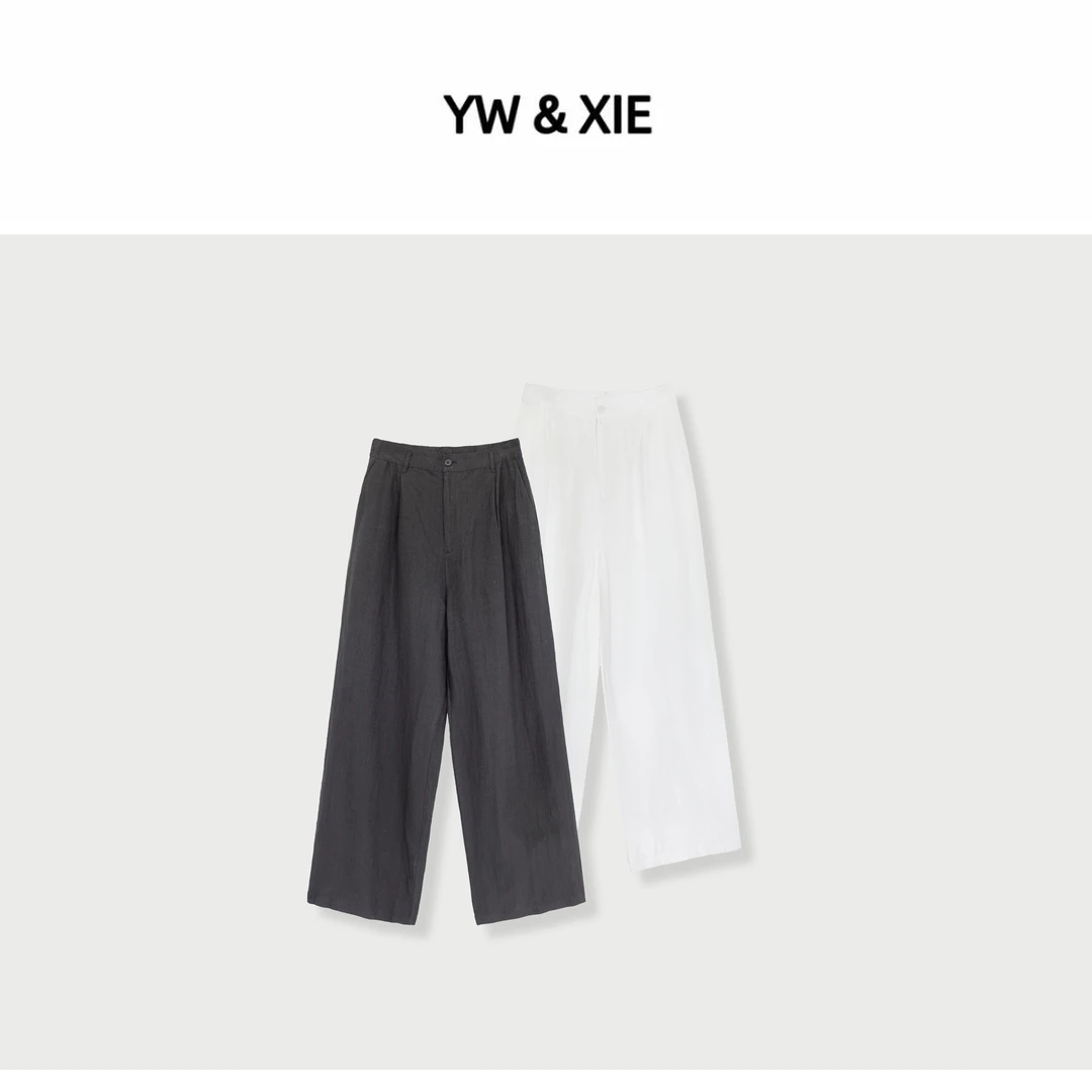 YW&XIE《877》阔腿裤高腰直筒裤夏季透气休闲裤宽松时尚垂感