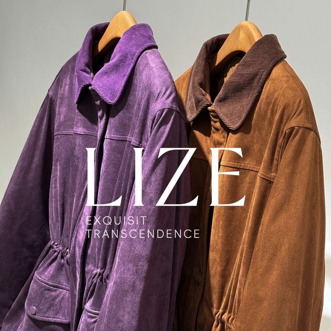 LIZE「L0700」高定麂皮绒.100绵羊毛填充.收腰显瘦.翻领外套