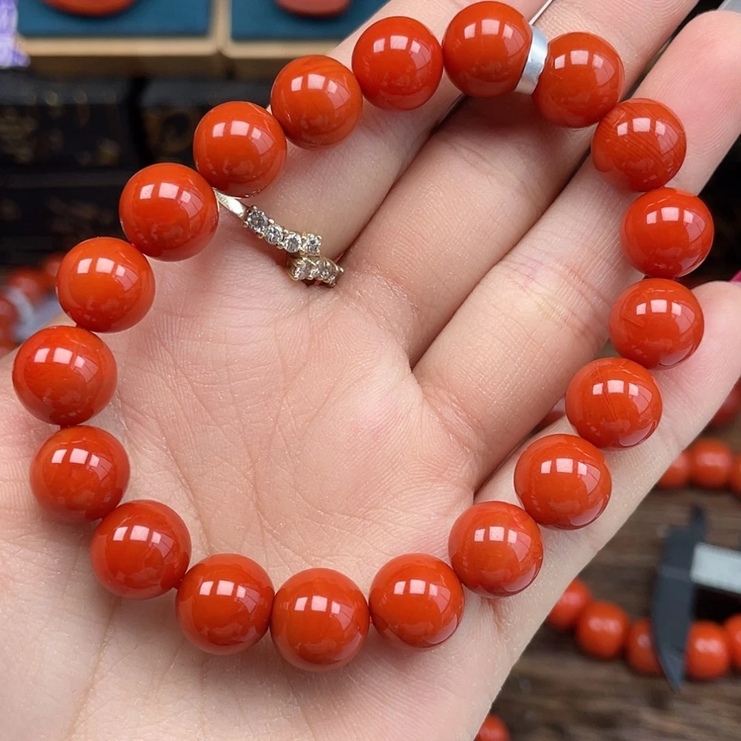 南红玛瑙未镶嵌手串瓦西满肉柿子锦卡10mm+