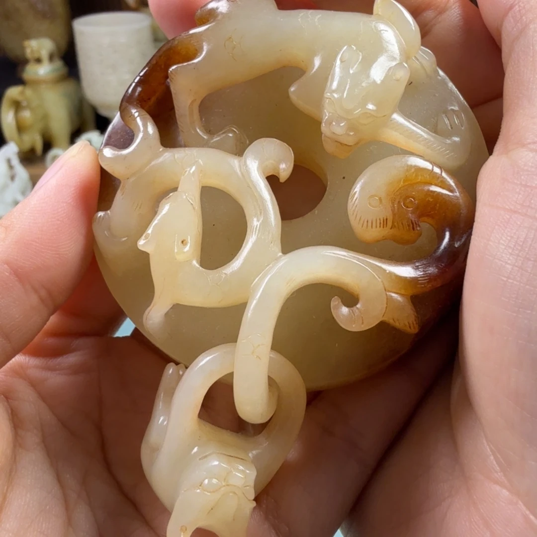 碟木**米古瓷古玉壁