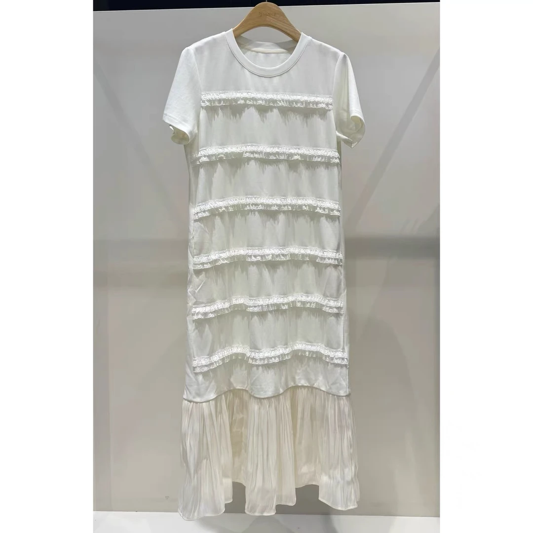 QL—26228夏季下摆拼接气质轻奢法式小香风时尚复古减龄圆领连衣裙