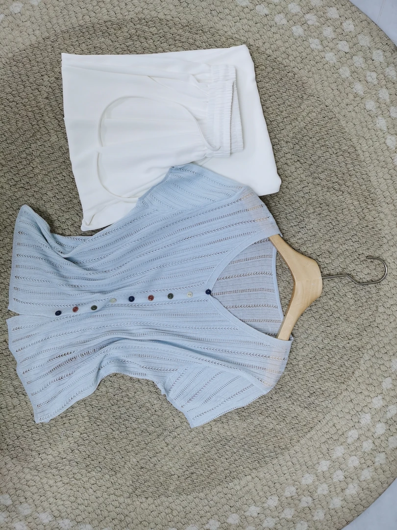 (A-9）2A 091夏季新品彩扣女针织开衫