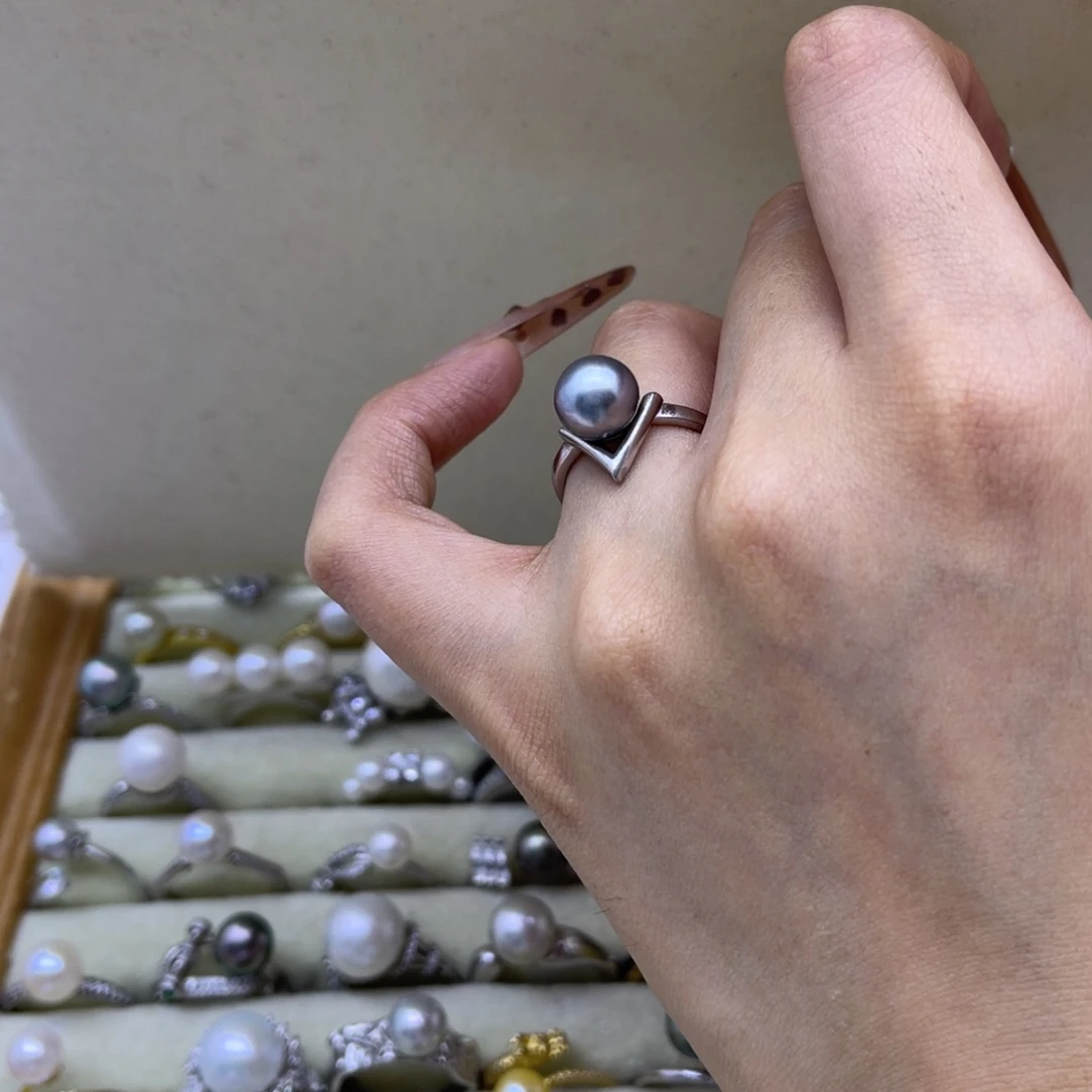 海水珍珠银S925镶嵌戒圈