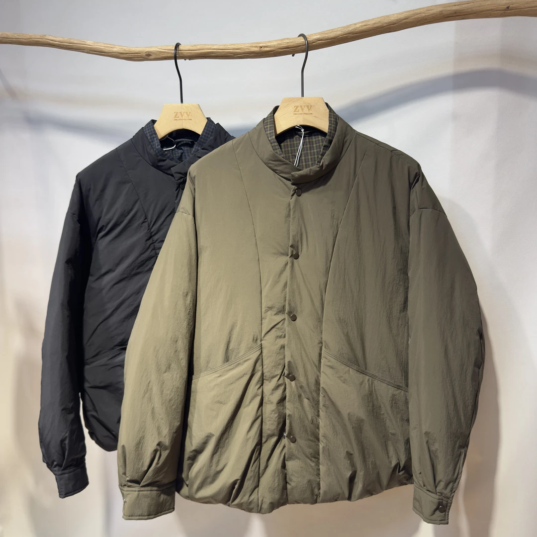 秋冬男士休闲微立领假两件羽绒服