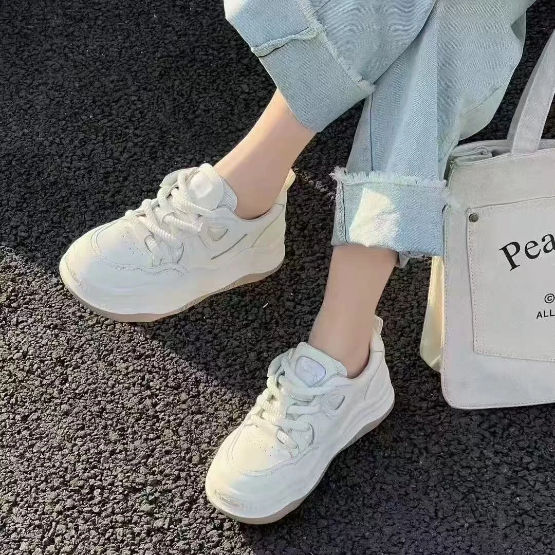 春秋波浪厚底百搭休闲小白鞋女36-560