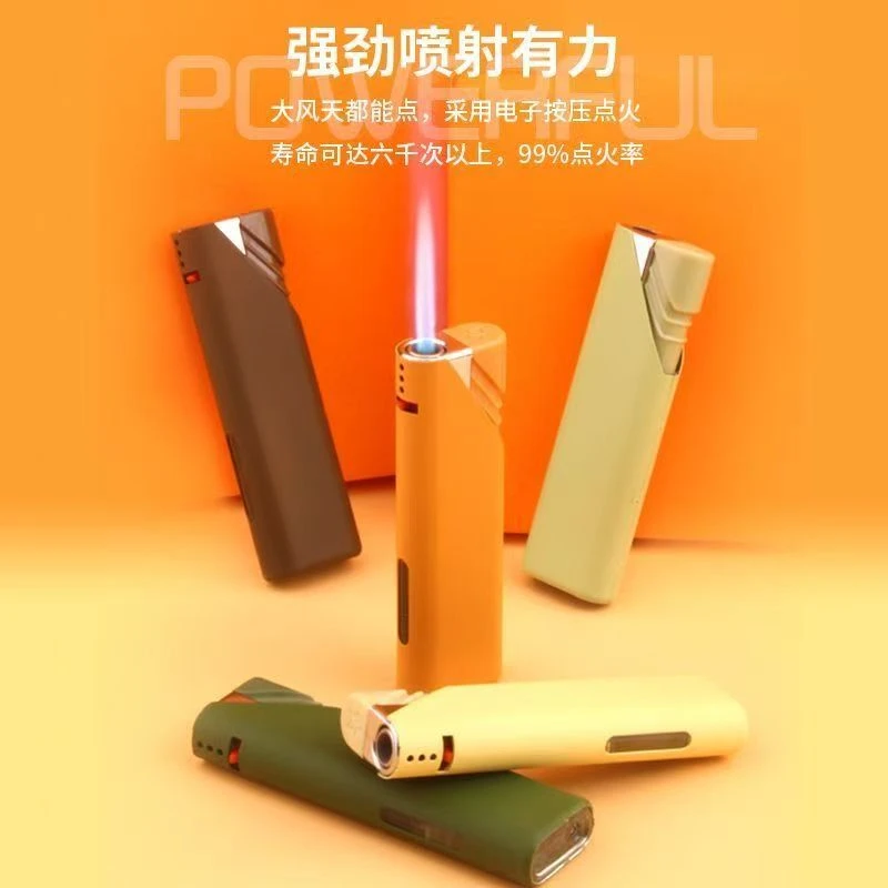 新款蓝焰直冲金属磨砂打火机个性创意广告刻字过滤印字