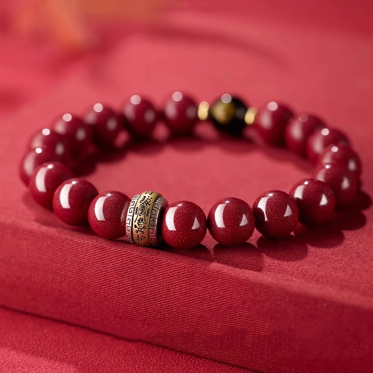 天然辰砂原矿正品天然朱砂女士本命念珠手链本命年礼物手串男手串