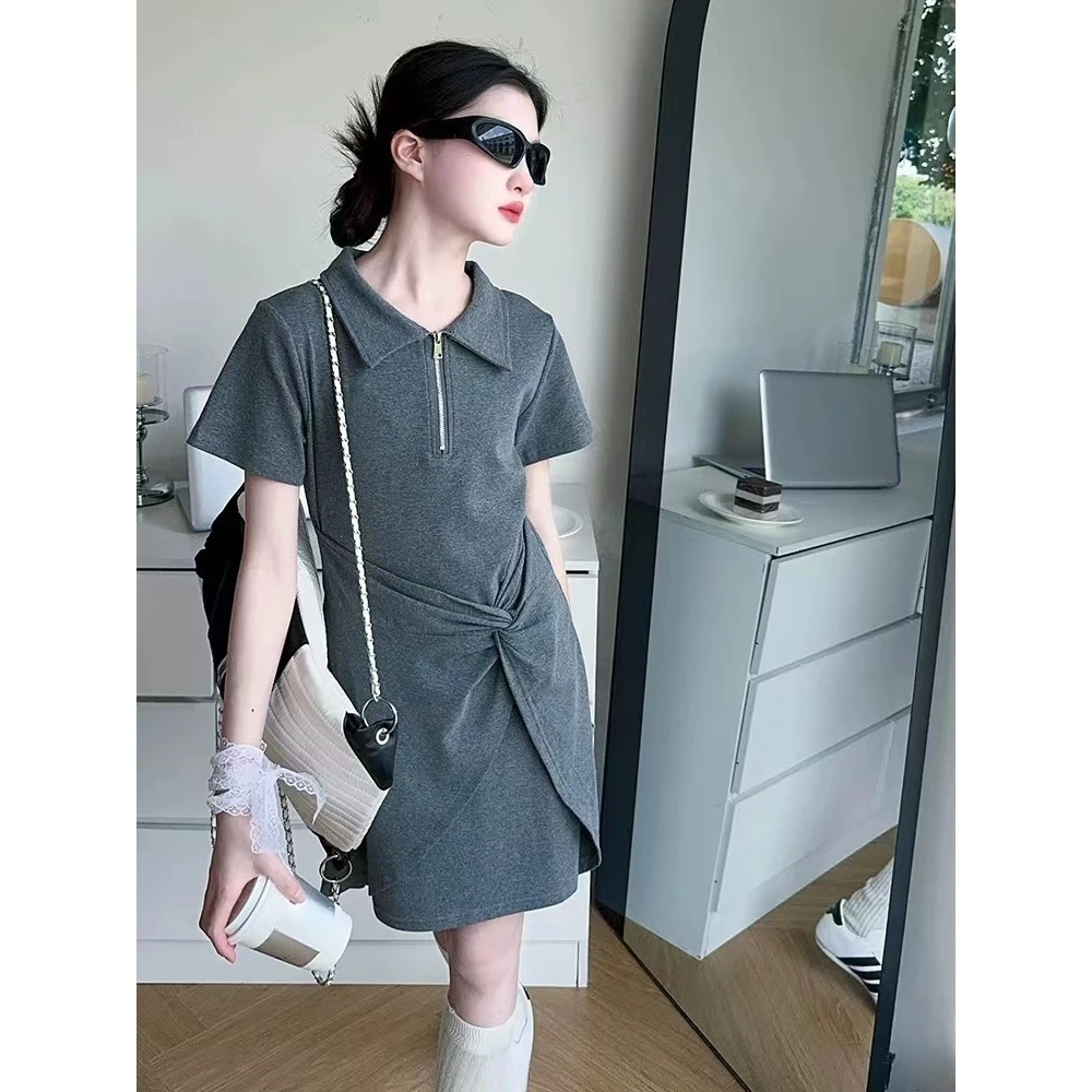 女士2025夏季新款显瘦Polo领连衣裙亲子B3532