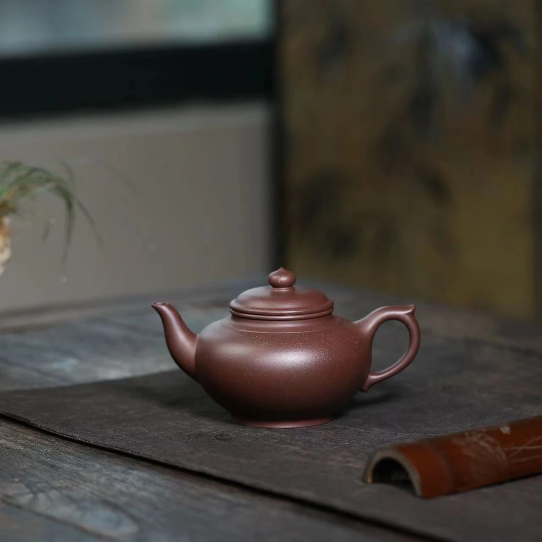 16.LXR紫泥【笑樱350CC】宜兴黄龙山原矿手工紫砂壶