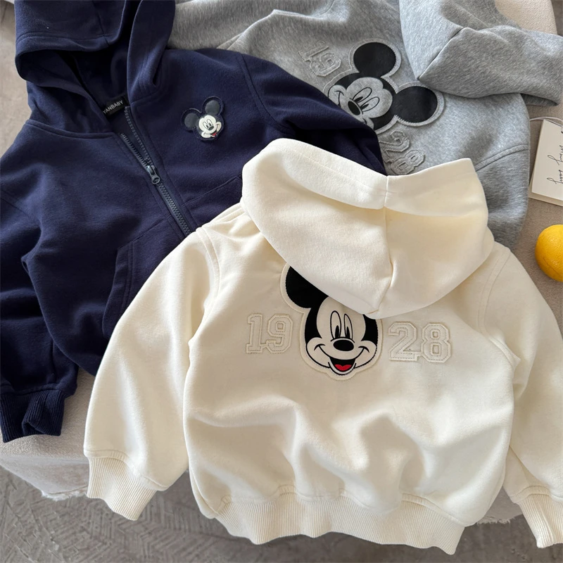 儿童外套2025秋季新品男女童连帽卡通卫衣宝宝百搭拉链帽衫