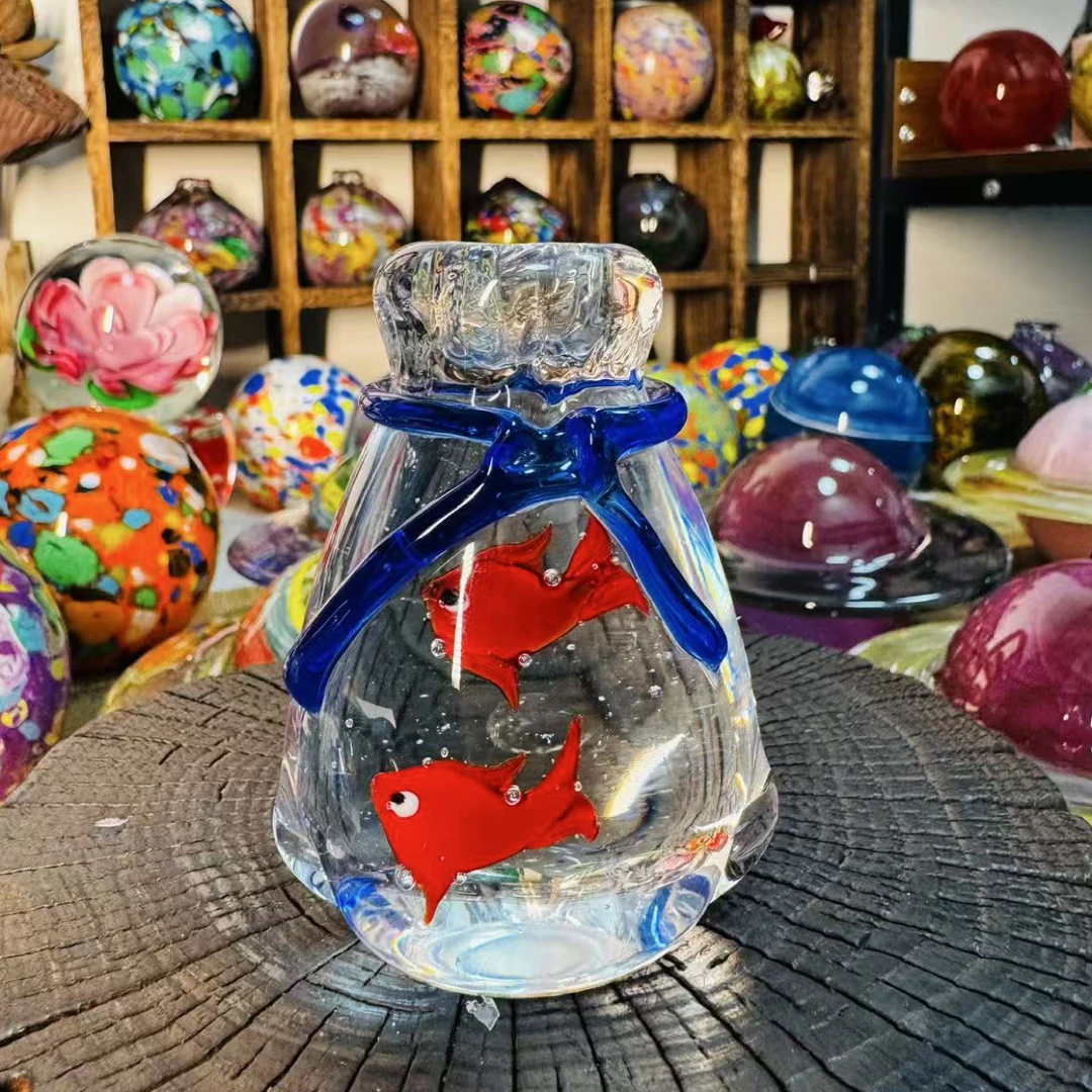 纯手工热塑琉璃小鱼福袋微瑕介意慎拍