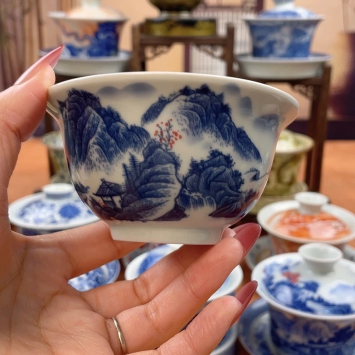 摆件陶万里江山压手杯