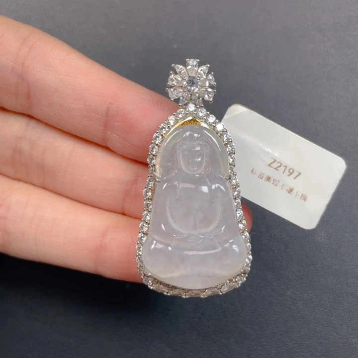 吊坠(不含链)银S925镶嵌翡翠