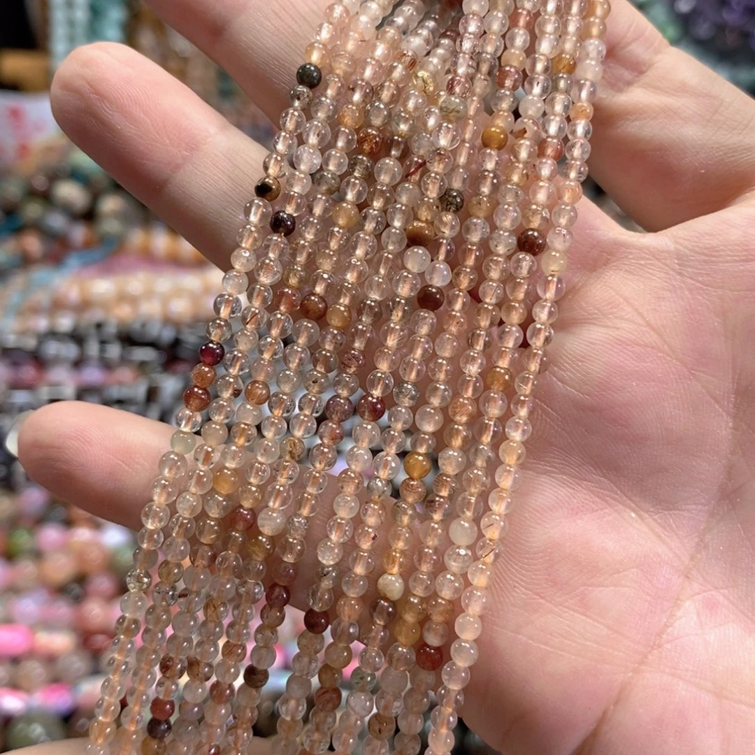 未镶嵌玛瑙/玉髓珠宝半成品彩兔毛一条卡3mm