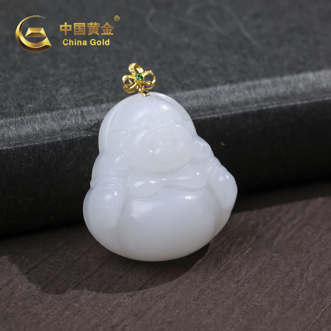 【中国黄金】付安 | 和田玉*吊坠*18K金镶嵌-D10402-格